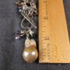 Very unique sterling silver necklace heart link chain real pearl drop glass bead - Image 7