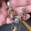 Very unique sterling silver necklace heart link chain real pearl drop glass bead - Image 10