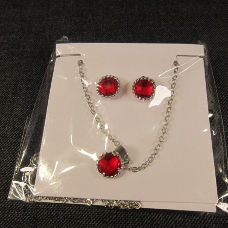 Brand new sealed Effy brand red stud earrings and necklace jewelry set