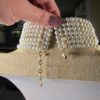 Wow! Gorgeous faux pearl statement necklace choker w/ long tiers signed Yolanta - Image 2