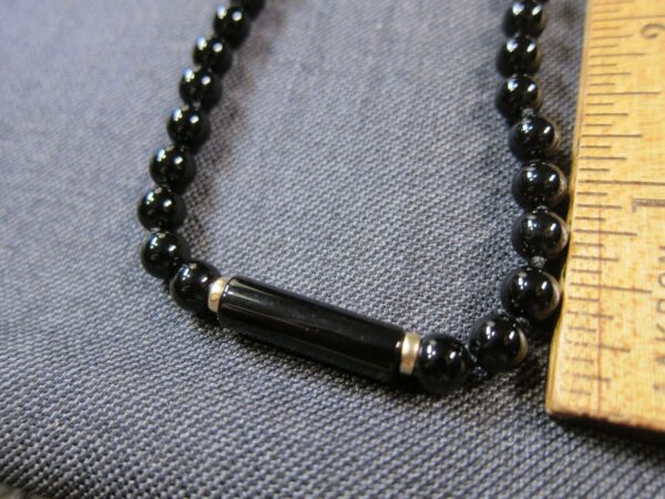 Wow! Gorgeous 14K beads & shiny black stone necklace tourmaline or onyx 28" - Image 5
