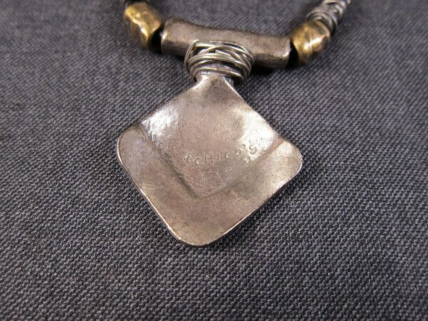 Gorgeous Chico's mixed metals brutalist style necklace on black cord 18" long - Image 3