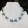 Beautiful AB blue & clear glass beaded 16-17" necklace sterling silver clasp