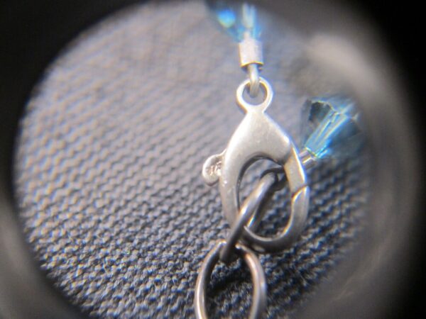 Beautiful AB blue & clear glass beaded 16-17" necklace sterling silver clasp - Image 4