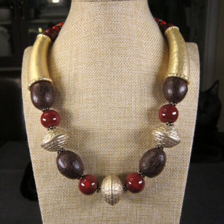 Gorgeous big tribal look Chico's chunky statement necklace brushed gold 20-23"