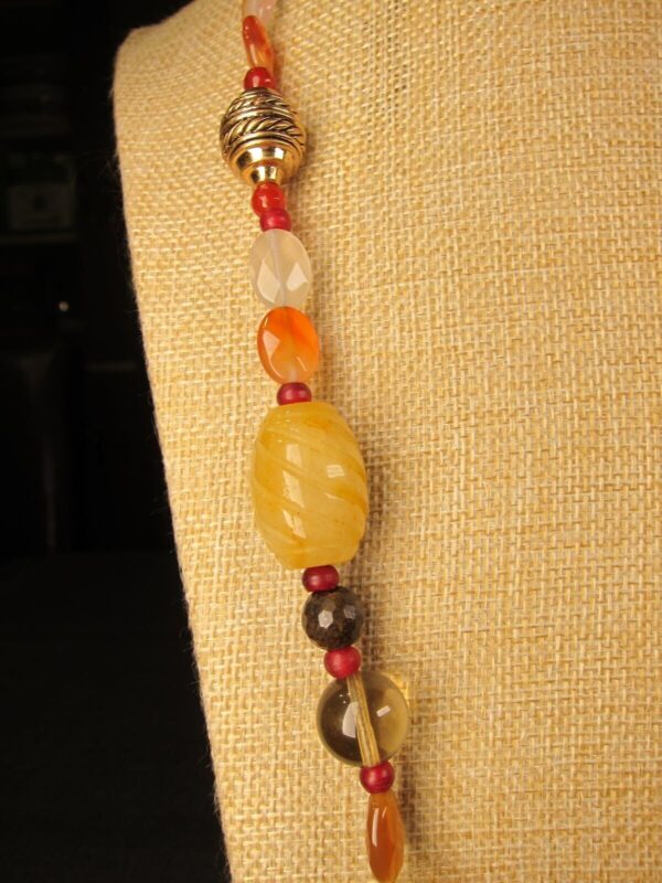 Beautiful mixed stone glass & orange chunky coral necklace handmade - Image 3
