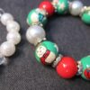Cute! Lot of 2 Christmas snowman bracelts glass painted beads & pearls charm NRQ - Image 4