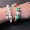 Cute! Lot of 2 Christmas snowman bracelts glass painted beads & pearls charm NRQ - Image 6