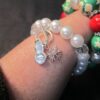 Cute! Lot of 2 Christmas snowman bracelts glass painted beads & pearls charm NRQ - Image 7