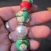 Cute! Lot of 2 Christmas snowman bracelts glass painted beads & pearls charm NRQ - Image 8