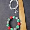 Cute! Lot of 2 Christmas snowman bracelts glass painted beads & pearls charm NRQ - Image 10