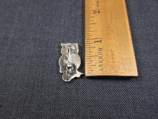 Beautiful thick sterling silver turquoise inlay shell owl pin brooch vintage - Image 2