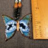 Gorgeous large copper and rainbow enamel butterfly pendant beaded necklace 18"