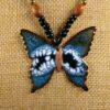 Gorgeous large copper and rainbow enamel butterfly pendant beaded necklace 18" - Image 4