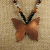 Gorgeous large copper and rainbow enamel butterfly pendant beaded necklace 18" - Image 5