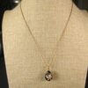 Gorgeous heavy black white red enamel egg pendant on 18" coppery gold tone chain - Image 3