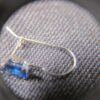 Gorgeous small .8g 14K white gold earrings with blue CZ stone - Image 6