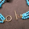 Gorgeous Zoe B. 14K toggle clasp necklace tiered beads turquoise wood MOP - Image 7