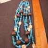 Gorgeous Zoe B. 14K toggle clasp necklace tiered beads turquoise wood MOP - Image 8