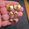 Gorgeous vintage Xeja matte gold-tone long dangle earrings geometric!