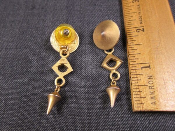 Gorgeous vintage Xeja matte gold-tone long dangle earrings geometric! - Image 2