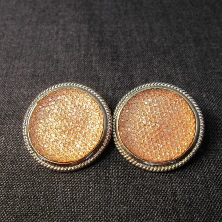 Big, bold gold tone & orange or peach shiny big pierced earrings bling!