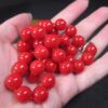 Gorgeous shiny red opaque glass round bead hand-knotted necklace 20" - Image 5