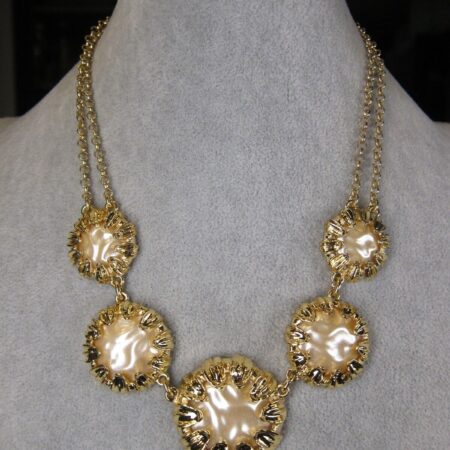 Beautiful, unusual Talbots statement necklace large faux pearl flower stations