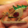 GORGEOUS Swarovski Christmas tree swan sleigh brooch pin