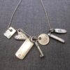 Very cute Amy Peters Studio pewter charms w/sterling silver 16" chain necklace - Image 3