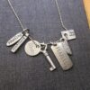 Very cute Amy Peters Studio pewter charms w/sterling silver 16" chain necklace - Image 5