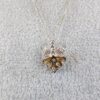 Gorgeous mixed metals gold plated sterling silver flower necklace 21" 925 CC