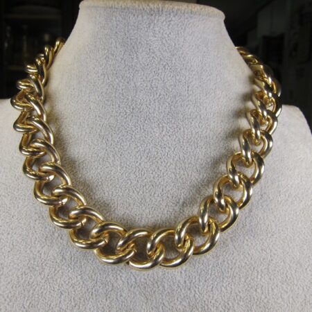 Beautiful large, chunky, vintage Anne Klein gold-tone chain statement necklace!