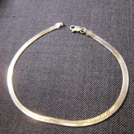 Gorgeous Italian sterling silver flat herringbone chain bracelet 925 8.25" long