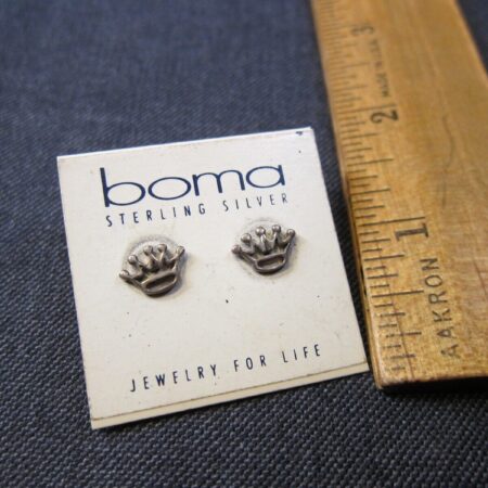 Cute vintage Boma sterling silver 925 small crown stud earrings new