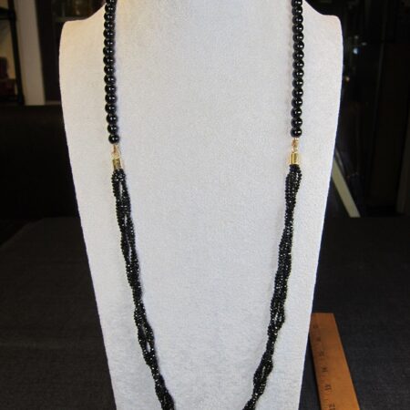 Beautiful Talbots 34-37" long necklace black glass beads slinky sexy!