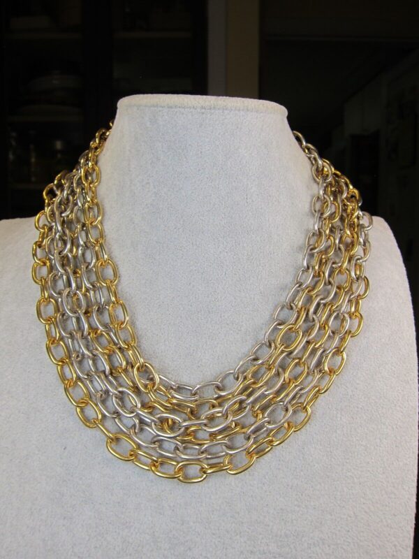 Vintage Anne Klein chunky silver-tone gold-tone mixed metals layered necklace - Image 2