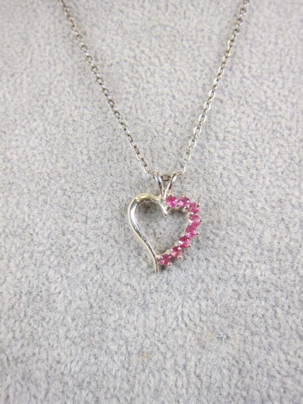 Beautiful sterling silver pink topaz heart pendant 20" 925 necklace chain