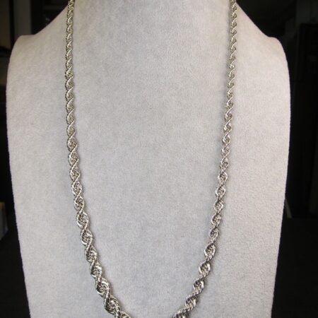 Gorgeous 26" vintage Monet twisted tapered silver-tone chain necklace MINT